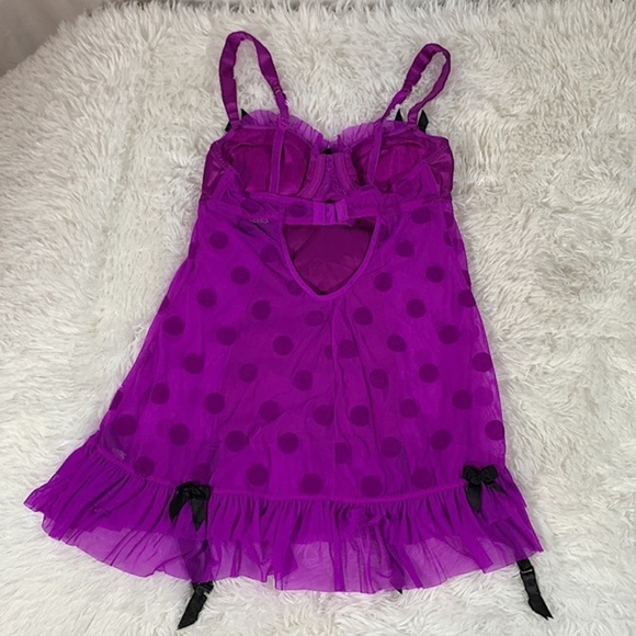 Lasenza Purple Polkadot & Black Bow Lingerie Dress - Picture 4 of 8